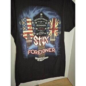 Soundtrack Of Summer Foreigner Styx Mens Tultex Graphic Concert T-Shirt Black Xl
